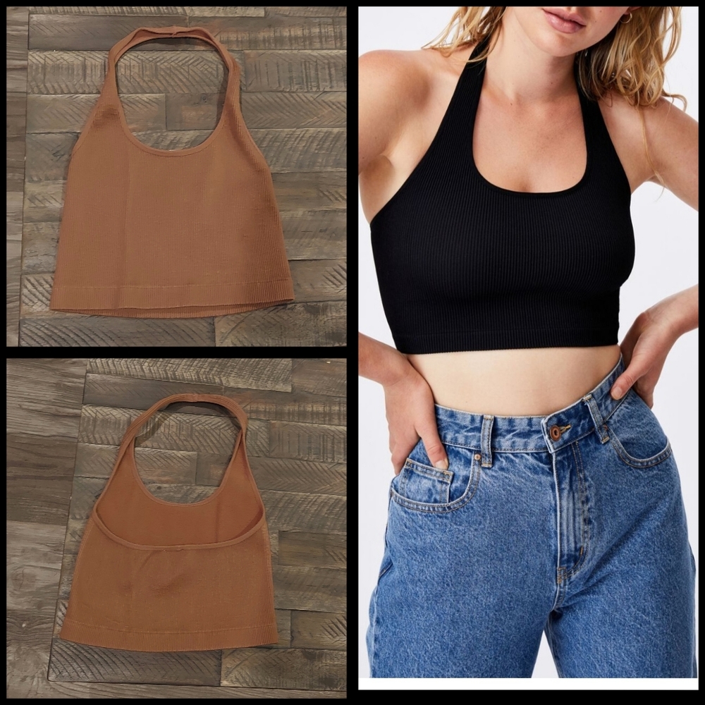 Cotton:on Seamless Stacey Halter Neck Top size M/L coffee color